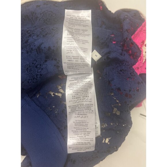 Gucci Lace Bomber Jacket Pink Navy Cream Zip-Up Logo Patch - Picture 14 of 16